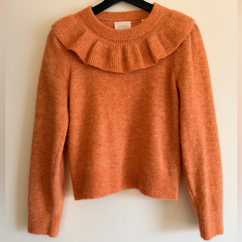 Doen Soft Orange/Salmon Pink Ruffled Sweater